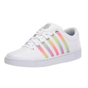K-Swiss women’s Court Pro Ii Sneaker White Pastel Rainbow Tennis Shoe S-139 Sz 8